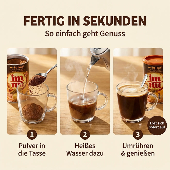 Im Nu – koffeinfreier Malzkaffee von Röstfein, 200 g Dose – mild, bekömmlich & kalorienarm