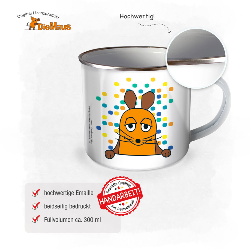 Emaillebecher-Maus-Bunt