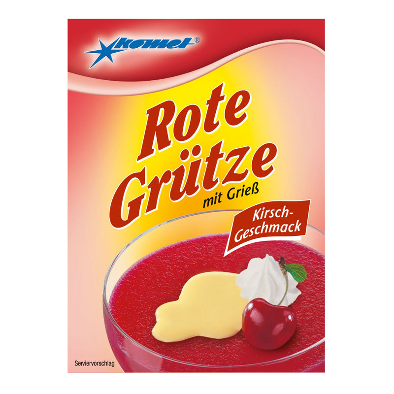 Komet Rote Grütze mit Grieß - Kirschgeschmack - einfach & schnell zubereitet, 50g