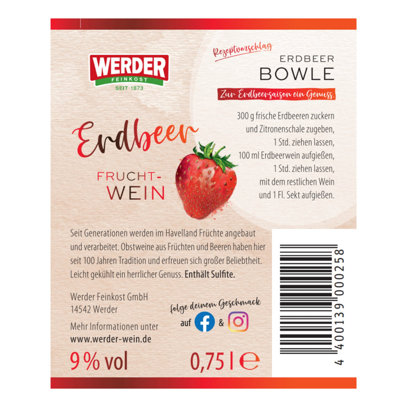 Werder Erdebeerwein 0,75l