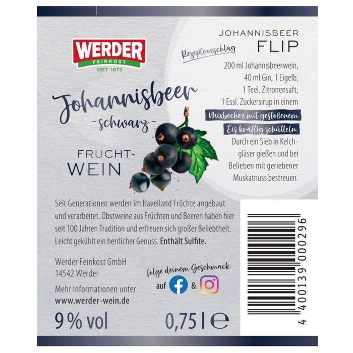 Werder Schwarzer Johannisbeerwein 0,75l