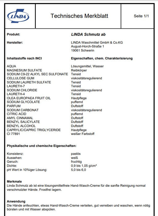 Linda Schmutz ab - Handwasch-Creme