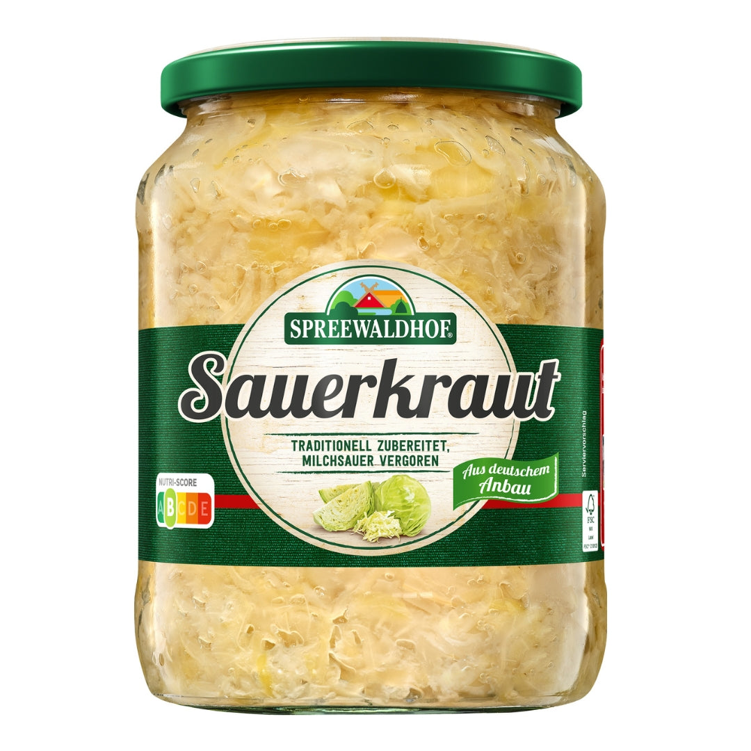 Sauerkraut - Milchsauer vergoren & schonend pasteurisiert - einfach erwärmen & sofort genießen - Spreewaldhof 650g
