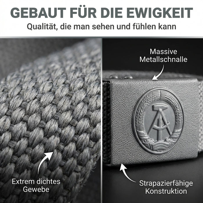 NVA Koppel / Gürtel mit grauen Metallschloss und DDR-Prägung Länge Verstellbar - 100-120cm