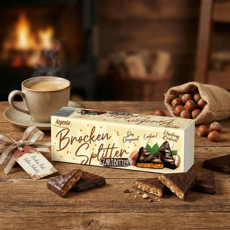Argenta Brockensplitter mit Haselnuss-Krokant – Knuspergenuss in Zartbitter 62,5 g