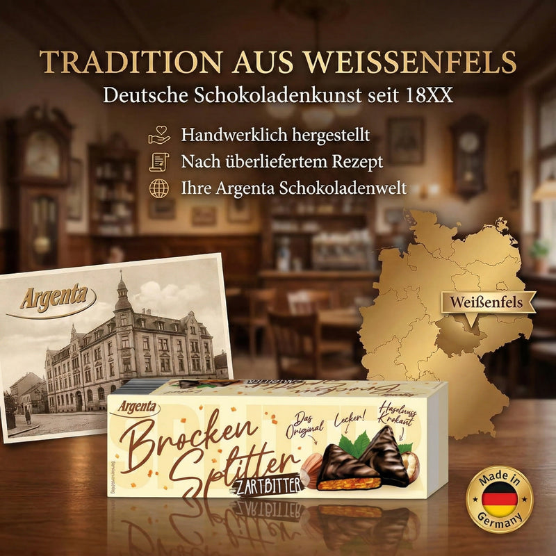 Argenta Brockensplitter mit Haselnuss-Krokant – Knuspergenuss in Zartbitter 62,5 g