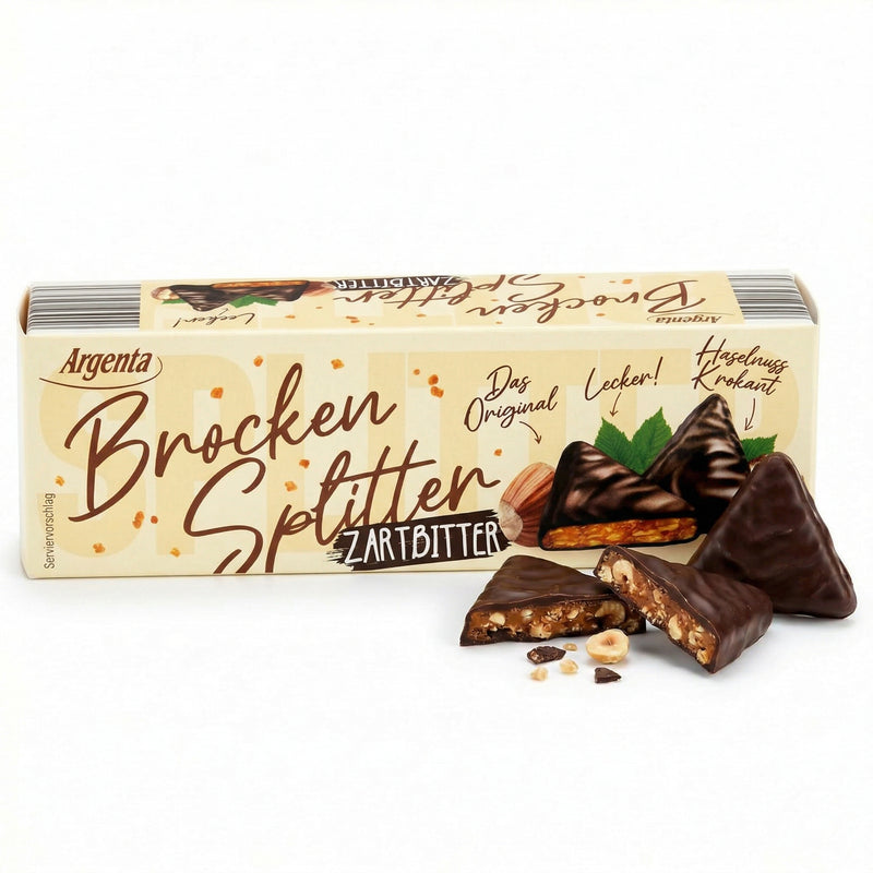 Argenta Brockensplitter mit Haselnuss-Krokant – Knuspergenuss in Zartbitter 62,5 g