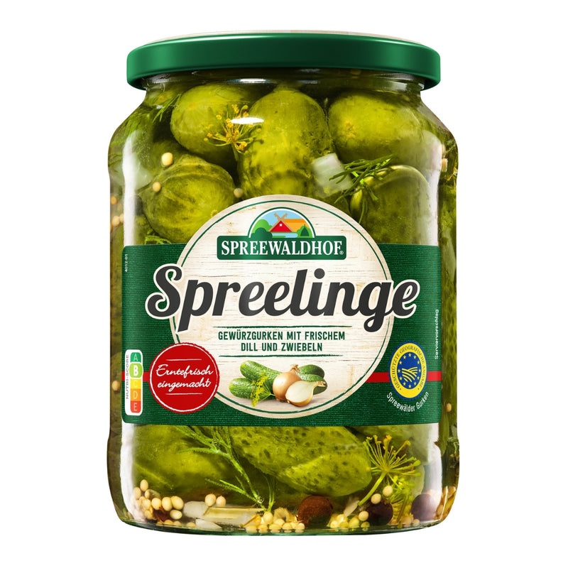 Spreewaldhof Gewürzgurken mit Dill und Zwiebeln - Spreelinge aus dem Spreewald 360g