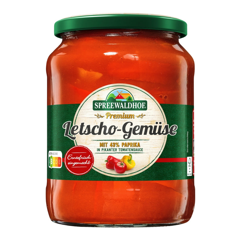 Letscho aus dem Spreewald 720ml - Paprika in köstlicher Tomatensauce ohne Konservierungsstoffe - reiner Geschmack