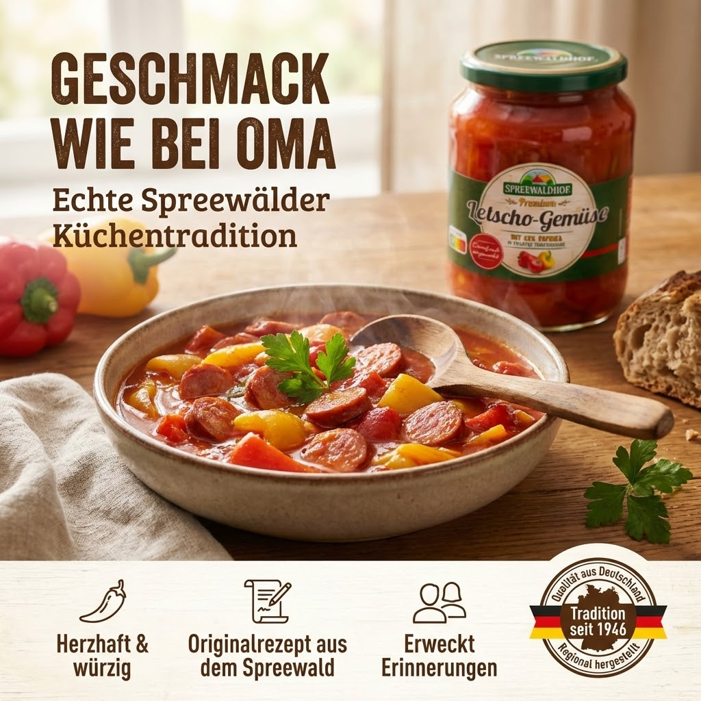 Letscho aus dem Spreewald 720ml - Paprika in köstlicher Tomatensauce ohne Konservierungsstoffe - reiner Geschmack