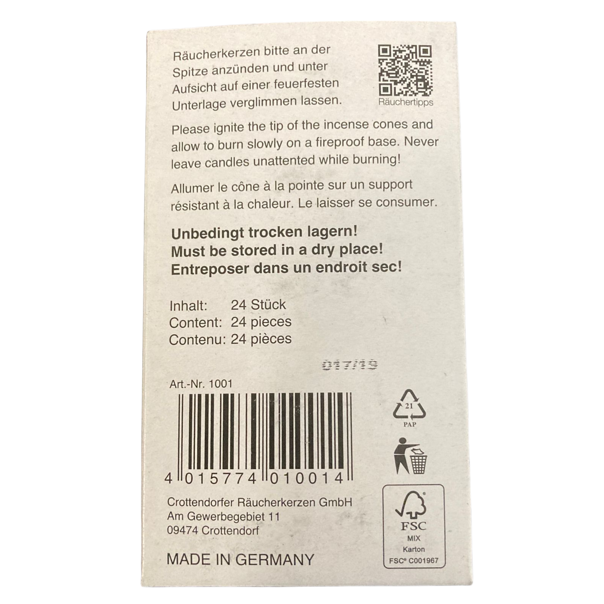 24 x Original Crottendorfer Räucherkerzen – Weihnachtlicher Weihrauch