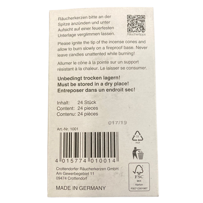 24 x Original Crottendorfer Räucherkerzen – Weihnachtlicher Weihrauch
