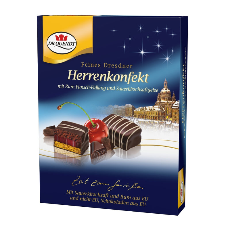 Dr. Quendt Dresdner Herren-Konfekt mit Rumpunschfüllung & Sauerkirschsaftgelee, 160g