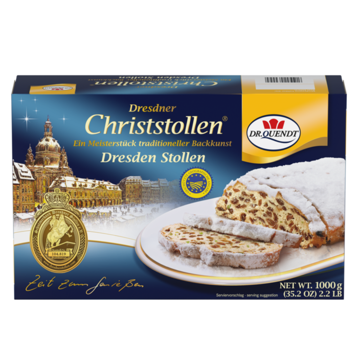 Dr. Quendt Echter Dresdner Christstollen, 1000g - Sächsische Spezialität mit goldenem Siegel