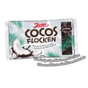 Cocosflocken in Zartbitterschokolade (Zetti).