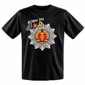 T-Shirt „Born in GDR“ – schwarzes Baumwollshirt mit farbigem Aufdruck - Unisex