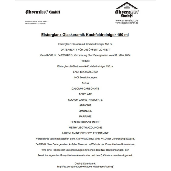 Elsterglanz - Glas-Keramik Kochfeldreiniger, 150ml
