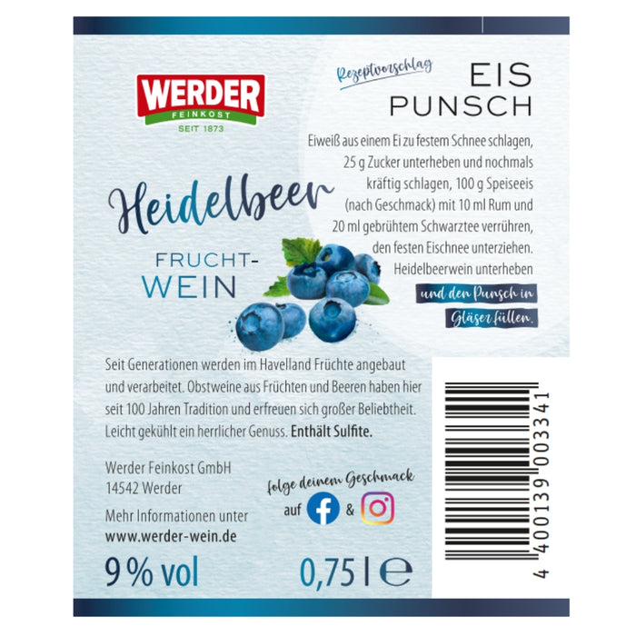 Werder Heidelbeer Fruchtwein 0,75l