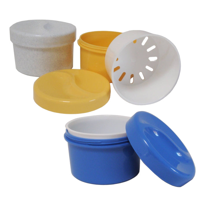 Zahnspangenaufbewahrung und Prothesendose Pastell-Gelb