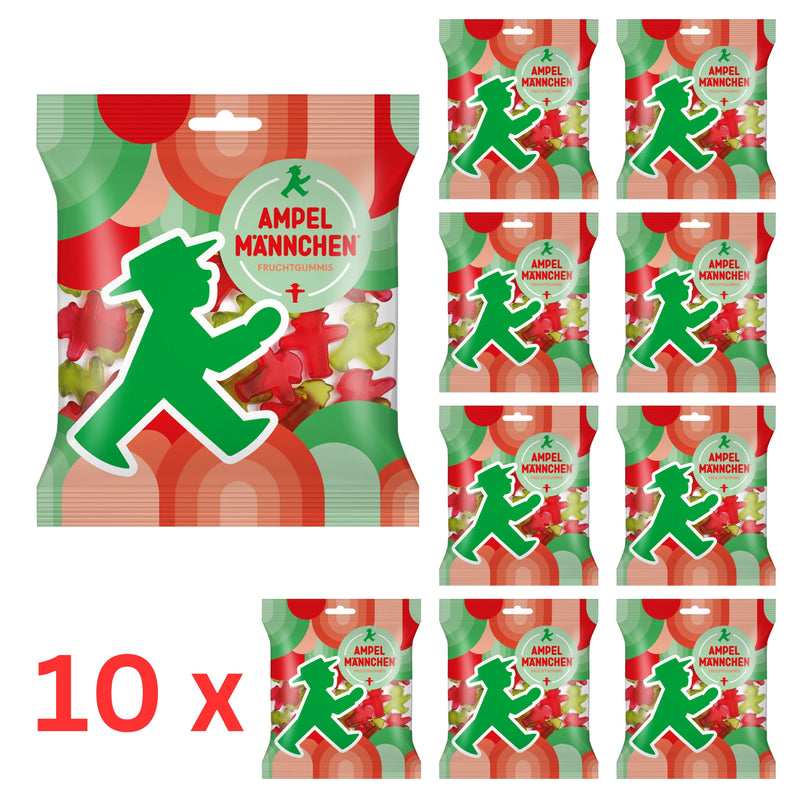 10x Ampelmann Fruchtgummis / Haribo Gummibärchen, 160g Kirsche & Waldmeister