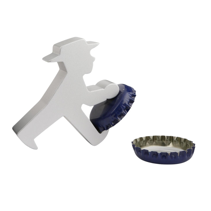 Stylischer Ampelmann-Flaschenöffner aus Alu - leicht & robust - 5,5 x 6 x 1,5 cm groß