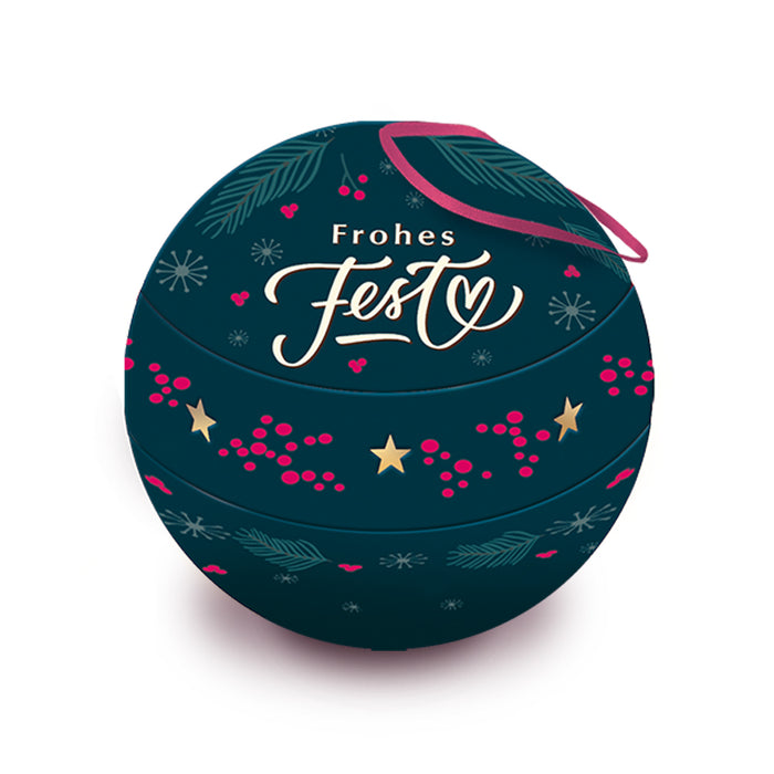 Viba Weihnachtskugel „Lichterglanz“ – Handgefertigte Metallkugel mit feinen Nougatstückchen ,