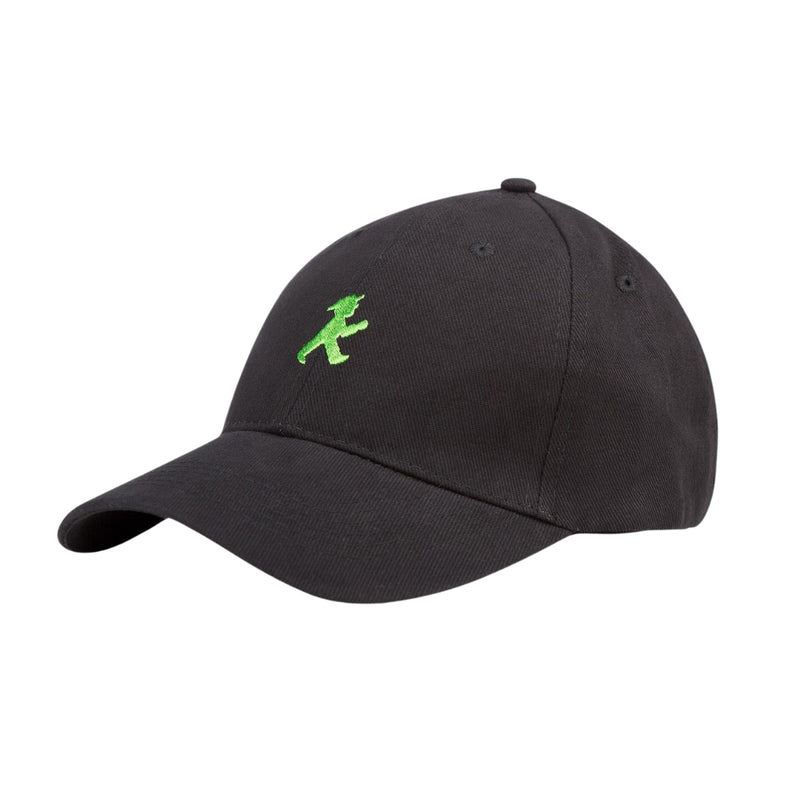 Schwarze Basecap mit aufgestickten Ampelmännchen in grün - one size - Stufenlos einstellbar, 100% Baumwolle