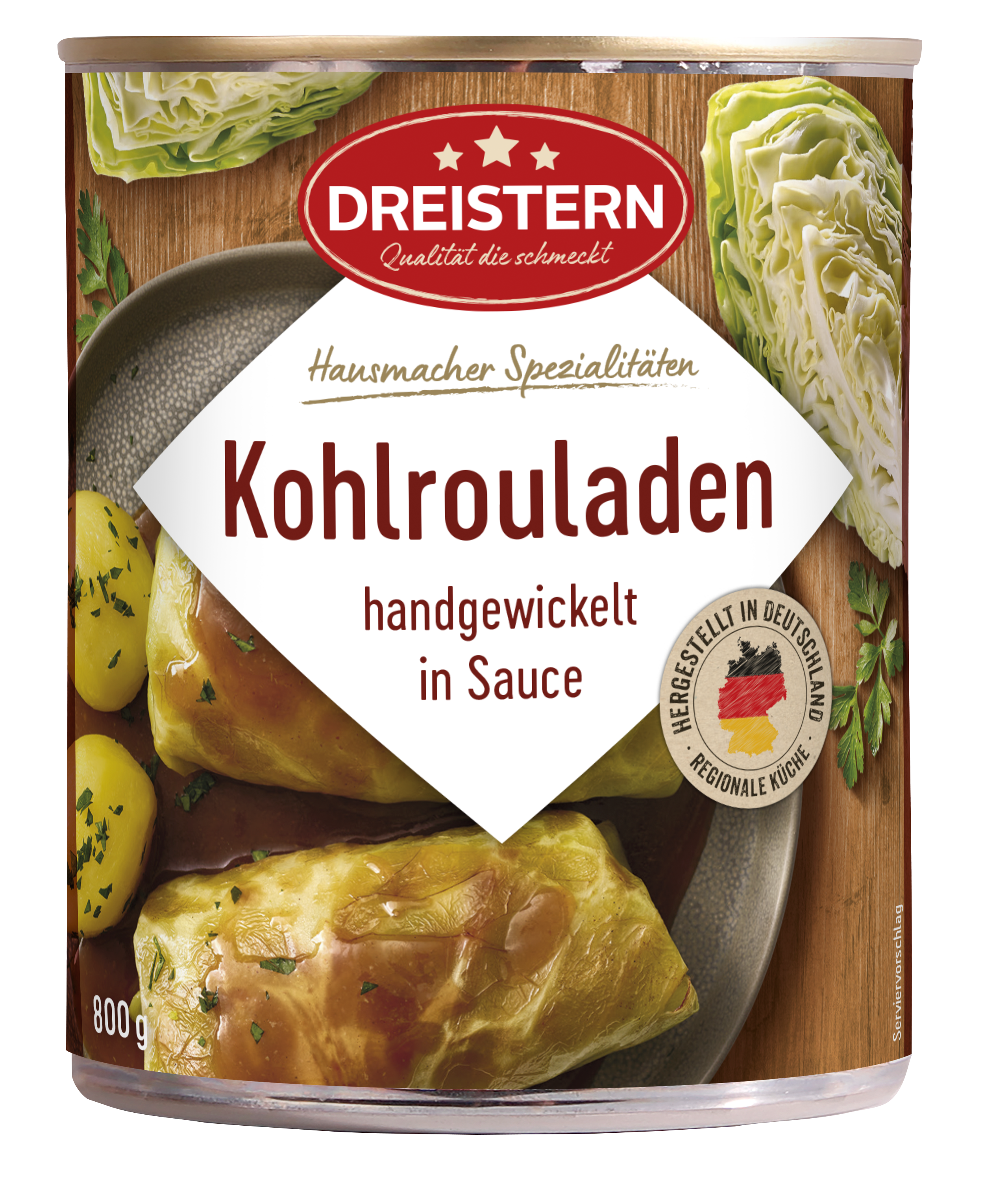 Dreistern 2 Kohlrouladen handgewickelt in Sauce - einfach erwärmen & schmecken lassen - 800g
