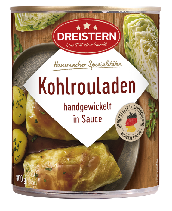 Dreistern 2 Kohlrouladen handgewickelt in Sauce - einfach erwärmen & schmecken lassen - 800g