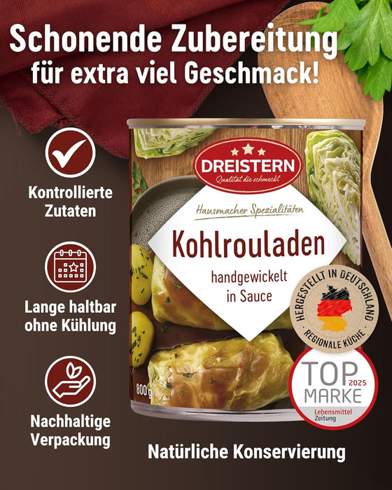 Dreistern 2 Kohlrouladen handgewickelt in Sauce - einfach erwärmen & schmecken lassen - 800g
