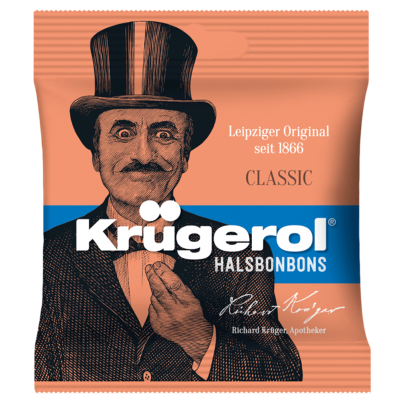 Echte Krügerol Halsbonbons mit ätherischen Ölen - Leipziger Original seit 1866 - 50g
