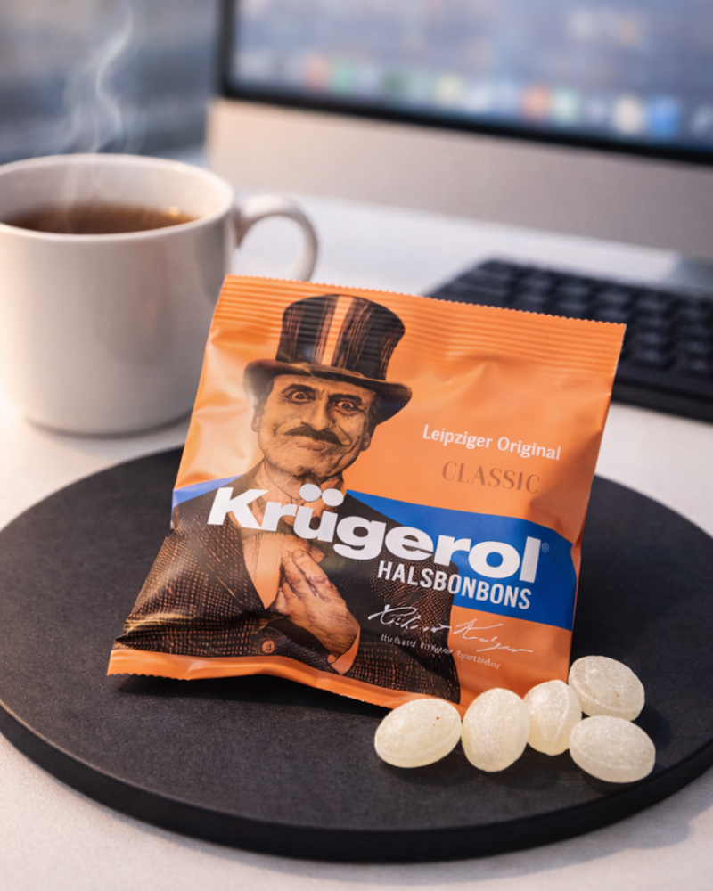 Echte Krügerol Halsbonbons mit ätherischen Ölen - Leipziger Original seit 1866 - 50g