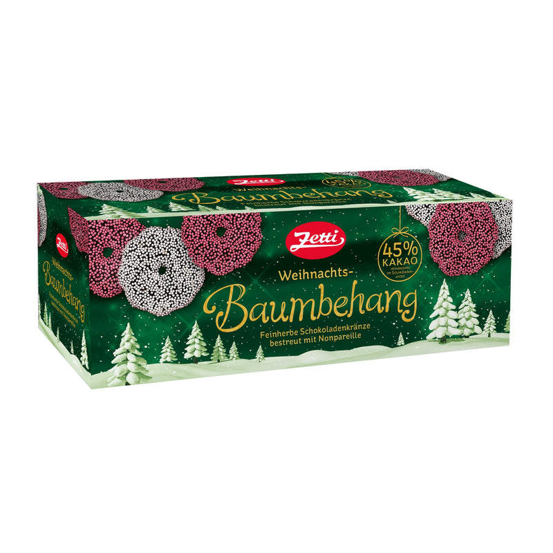 Zetti Weihnachts-Baumbehang - feinherbe Schokoladenkränze mit Nonpareilles, 250g