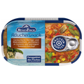 RügenFisch Räuchersnack Räucherfisch 120 g – Geräucherte Herings- und Makrelenfilets in Gemüse und würzigem Tomaten-Ketchup, ohne Geschmacksverstärker