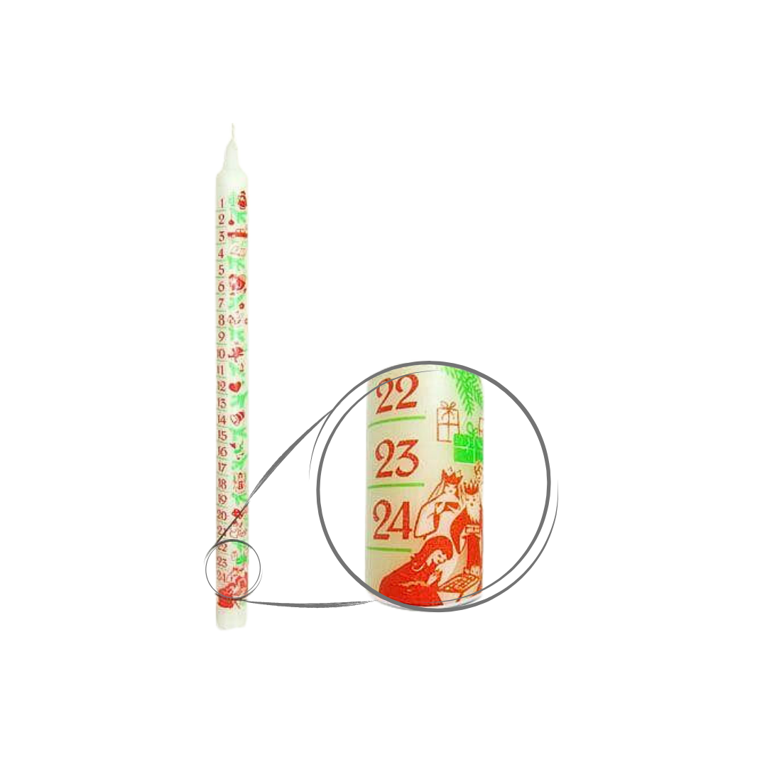 Buchal Kerzen Adventskalender-Kerze – 24 Tage Lichtzauber für Advent & Weihnachten – handgegossen aus Paraffin mit klarer Tagesmarkierung