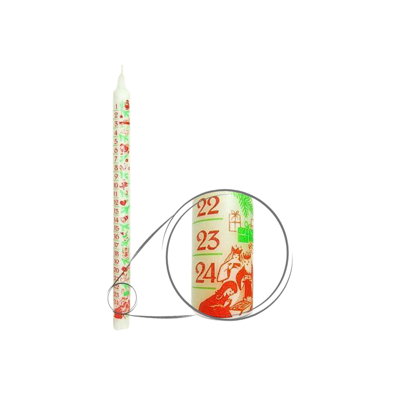 Buchal Kerzen Adventskalender-Kerze – 24 Tage Lichtzauber für Advent & Weihnachten – handgegossen aus Paraffin mit klarer Tagesmarkierung