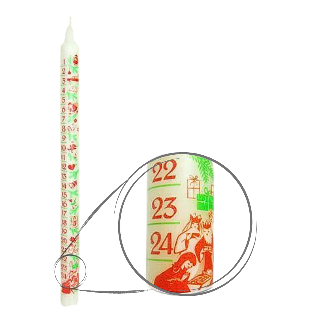 Buchal Kerzen Adventskalender-Kerze – 24 Tage Lichtzauber für Advent & Weihnachten – handgegossen aus Paraffin mit klarer Tagesmarkierung