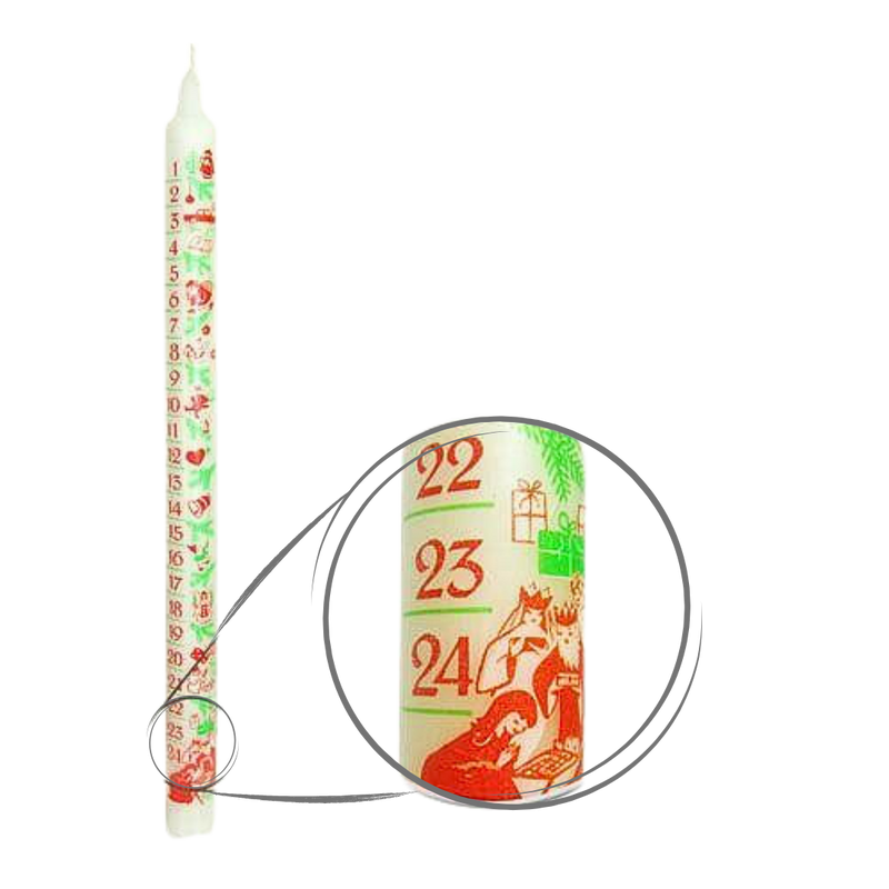 Buchal Kerzen Adventskalender-Kerze – 24 Tage Lichtzauber für Advent & Weihnachten – handgegossen aus Paraffin mit klarer Tagesmarkierung