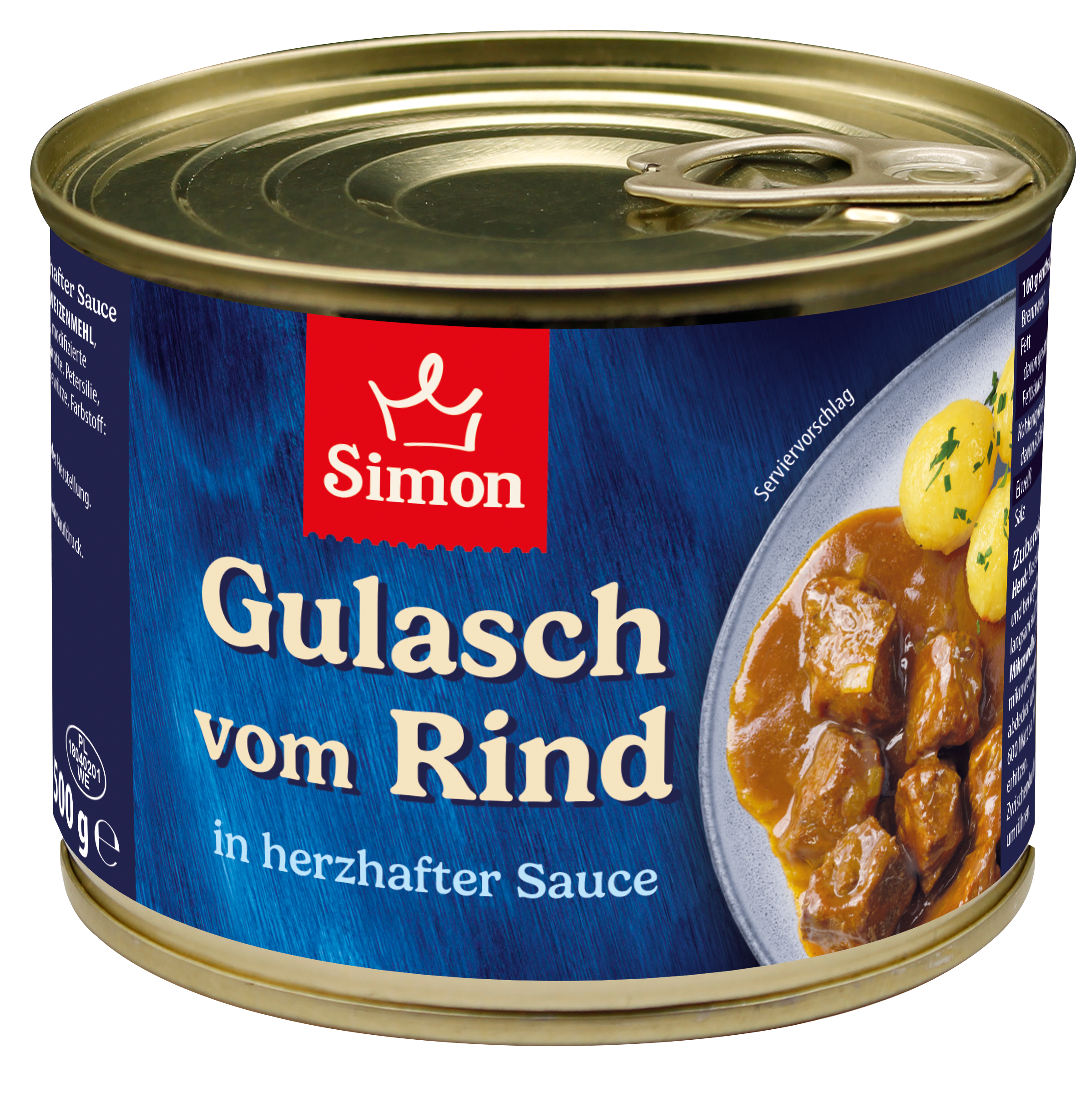 Gulasch vom Rind in herzhafter Sauce - 500g Dose - einfach aufwärmen & genießen I SIMON