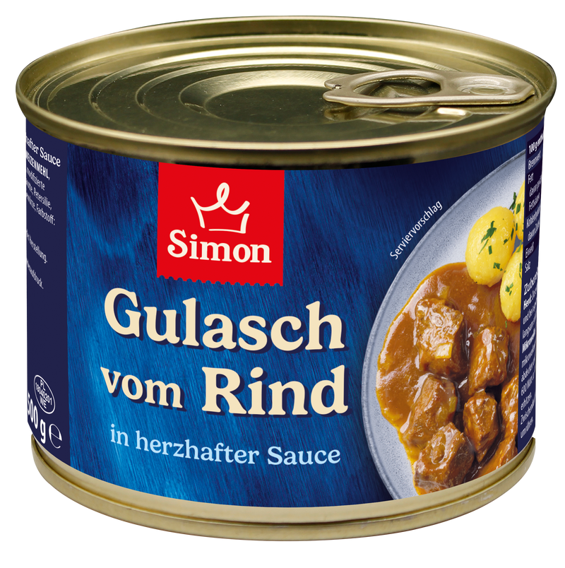 Gulasch vom Rind in herzhafter Sauce - 500g Dose - einfach aufwärmen & genießen I SIMON