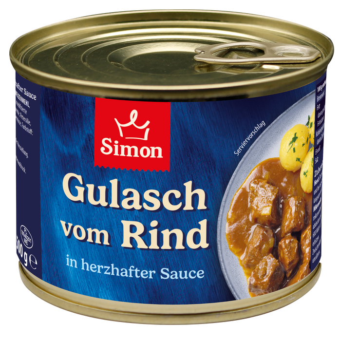 Gulasch vom Rind in herzhafter Sauce - 500g Dose - einfach aufwärmen und genießen I SIMON