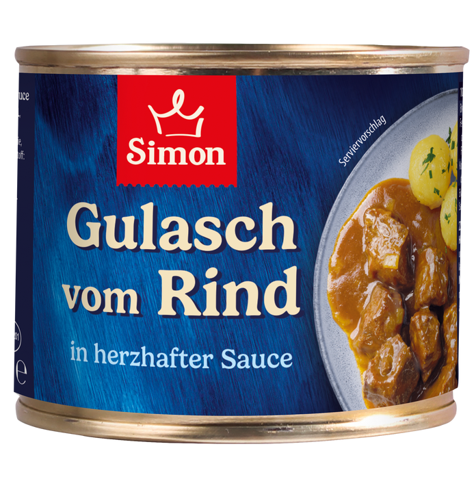 Gulasch vom Rind in herzhafter Sauce - 500g Dose - einfach aufwärmen und genießen I SIMON