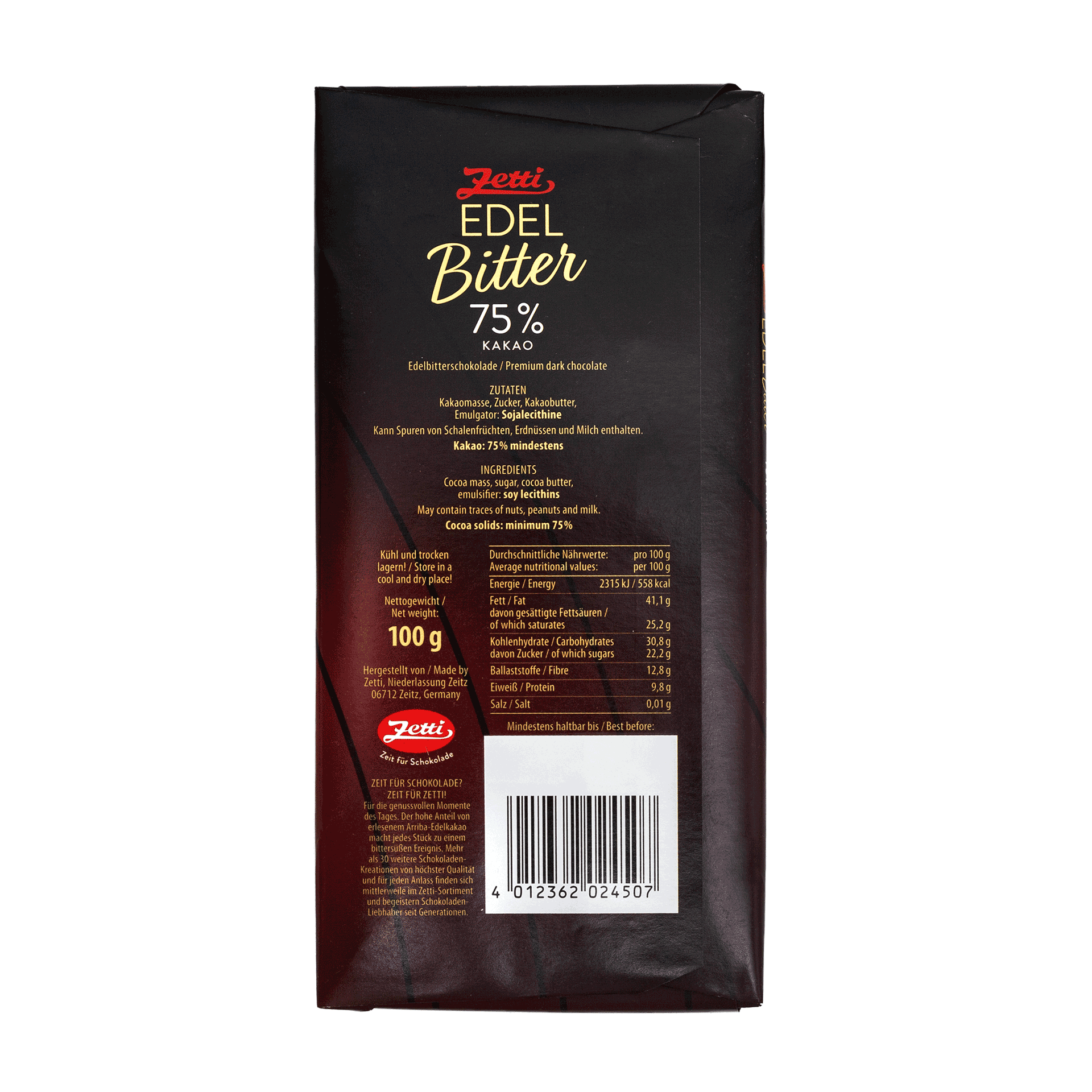 Zetti Edel Bitter 75% Cacao