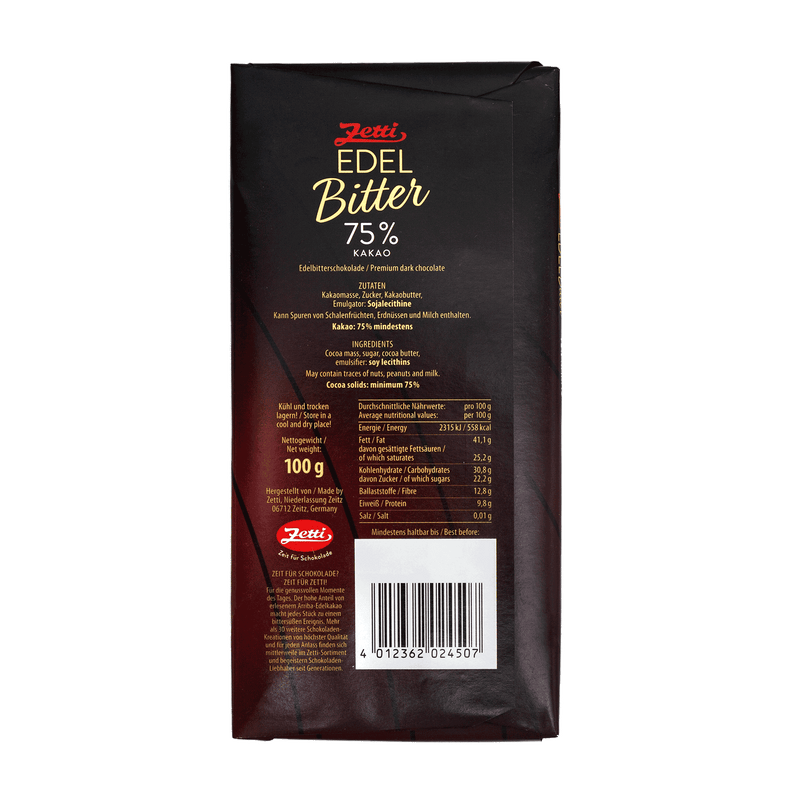 Zetti Edel Bitter 75% Cacao