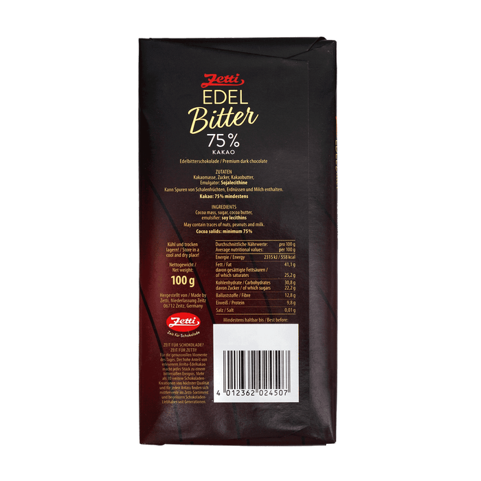Zetti Edel Bitter 75% Cacao