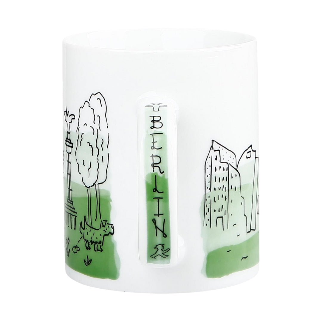 Grüne Porzellan-Berlin-Tasse mit Ampelmann - 300ml für warme & kalte Getränke - Spülmaschinengeeignet