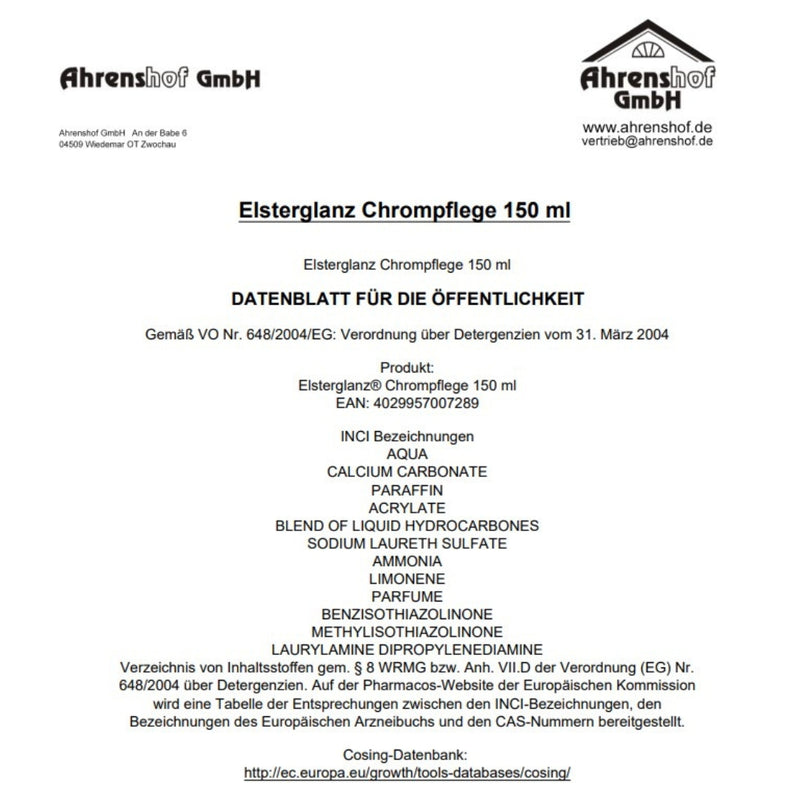 Elsterglanz - Chrom-Pflege, 150ml