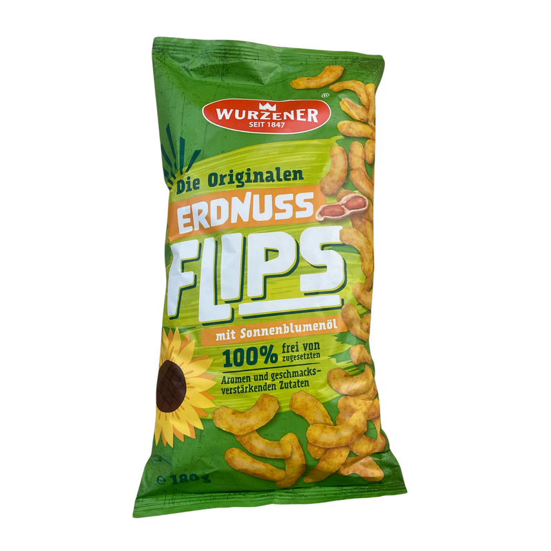 Wurzener Erdnuß-Flips 180g große Tüte - die Originalen - vegan & 100% natürliche Zutaten
