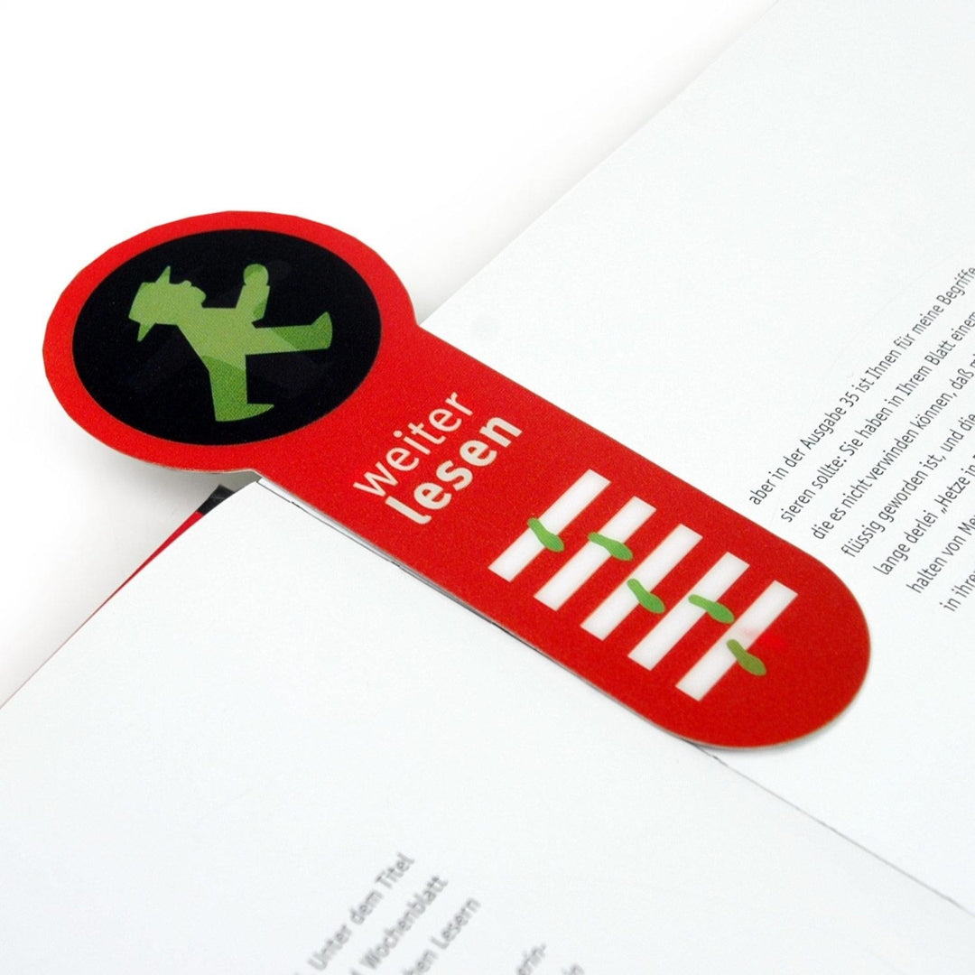 Farbenfrohe Ampelmännchen-Lesezeiche mit Wechselbild - Weiter lesen, Pause machen Ampelmännchen - 6x15 cm