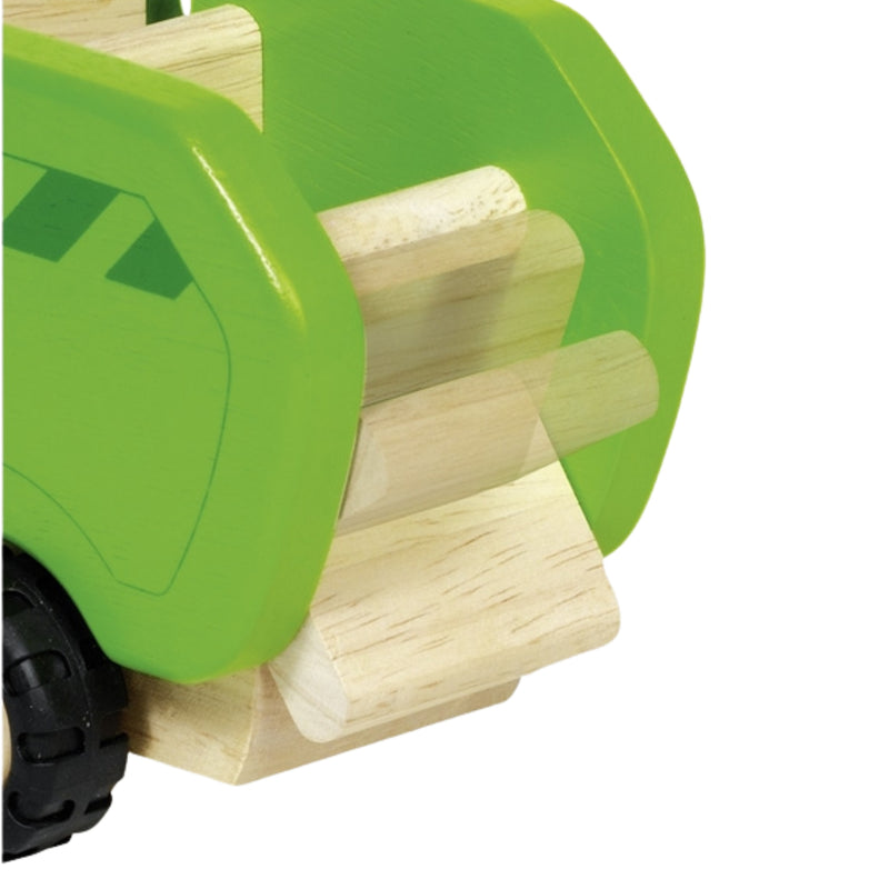 Holz Müllwagen grün 18cm